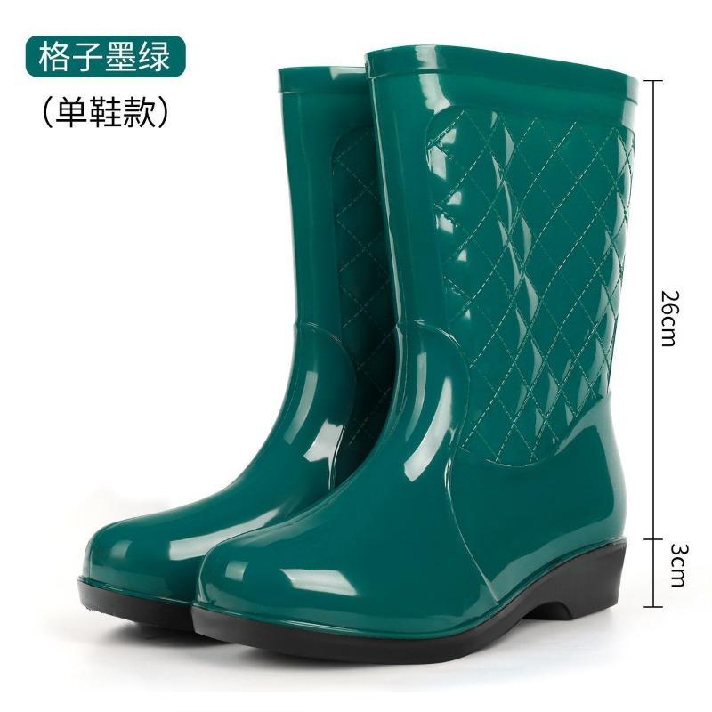 rain shoes women's medium tube four-season work rain boots cotton warm thick-soled wear-resistant water boots non-slip water shoes women