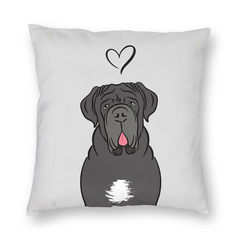 Love Black Neapolitan Mastiff Square Pillowcase Polyester Linen Velvet Printed Zip Decorative Home Cushion Case