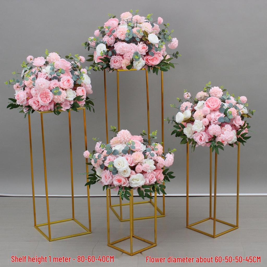 Simulated Silk Floral Arrangement: Round Flower Ball for Aisle, Table, or Wedding Stage Decoration.