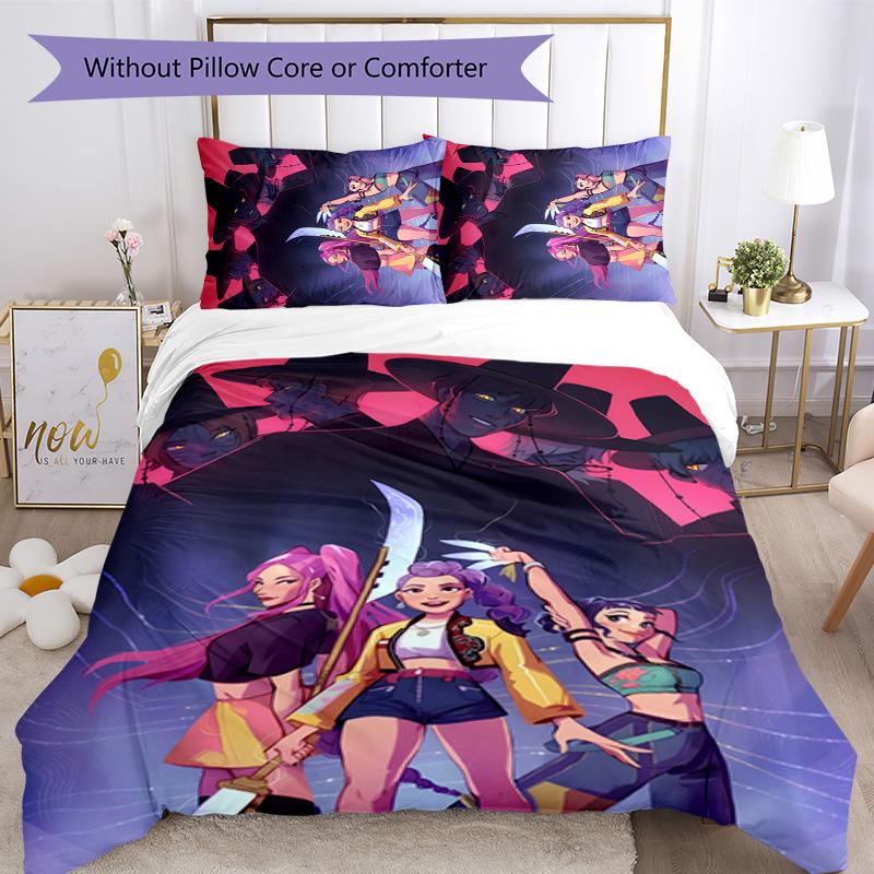 Set Biancheria da Letto KPOP Hunter 3 Pezzi Copripiumino Chiusura Include 1 Copripiumino & 2 Federe per Tutte le Stagioni Camera da Letto Casa Arredamento Stanza del Dormitorio