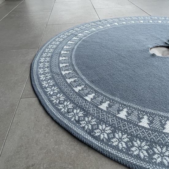 Knitted Christmas Tree Skirt Rustic Thick Snowflake Xmas Tree Skirt Holiday Farmhouse Decoration for Home Party Decor