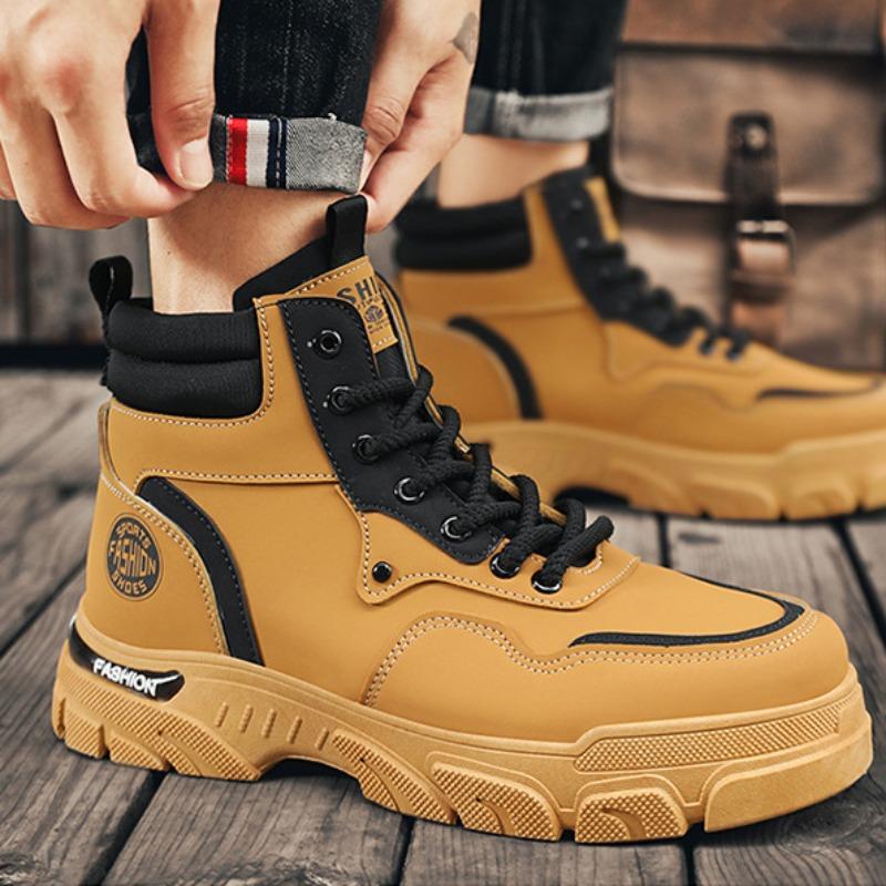 Men Boots 2024 Autumn British High Top Retro Thick Sole Lace Up Cotton Boot Platform Comfort Anti Slip Sport Mountaineering Boot