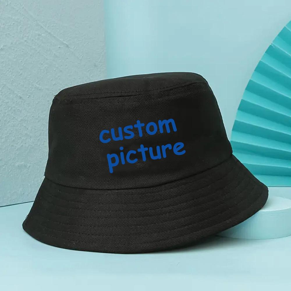 

Индивидуальный узор с логотипом и текстом. Шляпа рыбака. Печатный материал. Удобная, прочная, модная, креативная, трендовая. Панамы. чёрный