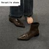 Sexy Pointed Toe Ankle Boots Low Heels Women Shoes Party Dress Elegant PU Leather Brand  New Chelsea Goth Pumps Botas Mujer