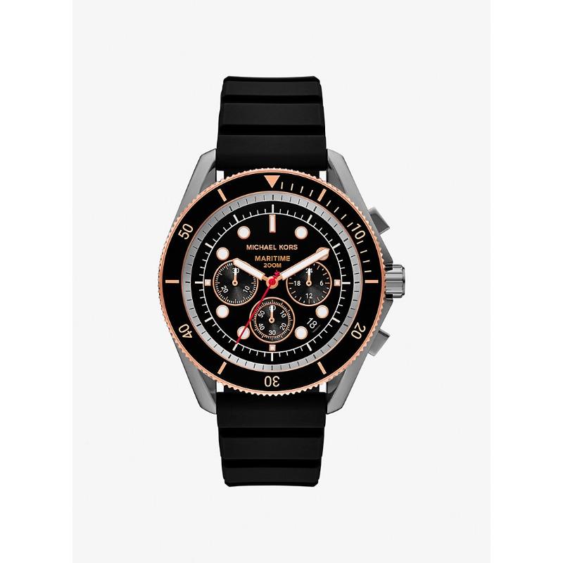 Michael Kors Oversized Maritime Gunmetal and Silicone Watch MK9206 чёрный