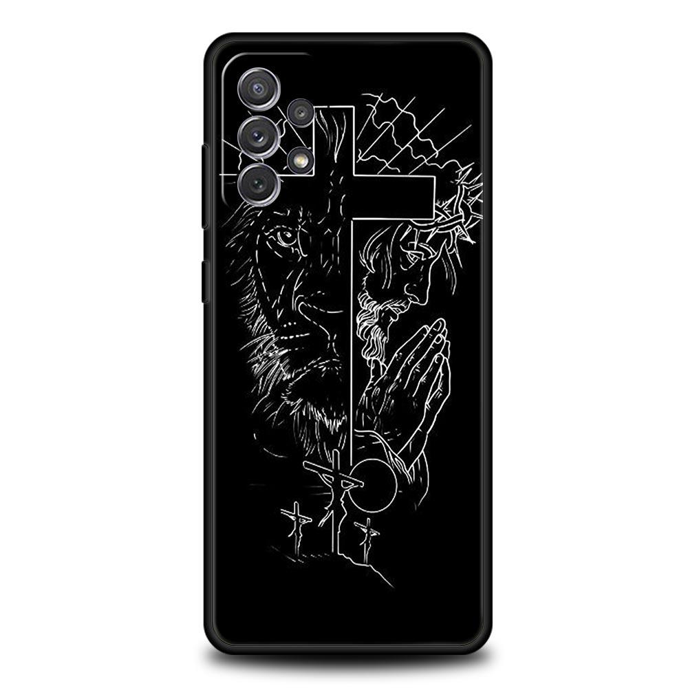 Cross Pattern Element Design Phone Case for Samsung Galaxy A55 A35 A17 A07 A15 A13 A25 A51 A71 A72 A73 A32 A52 A52S A41 Soft TPU