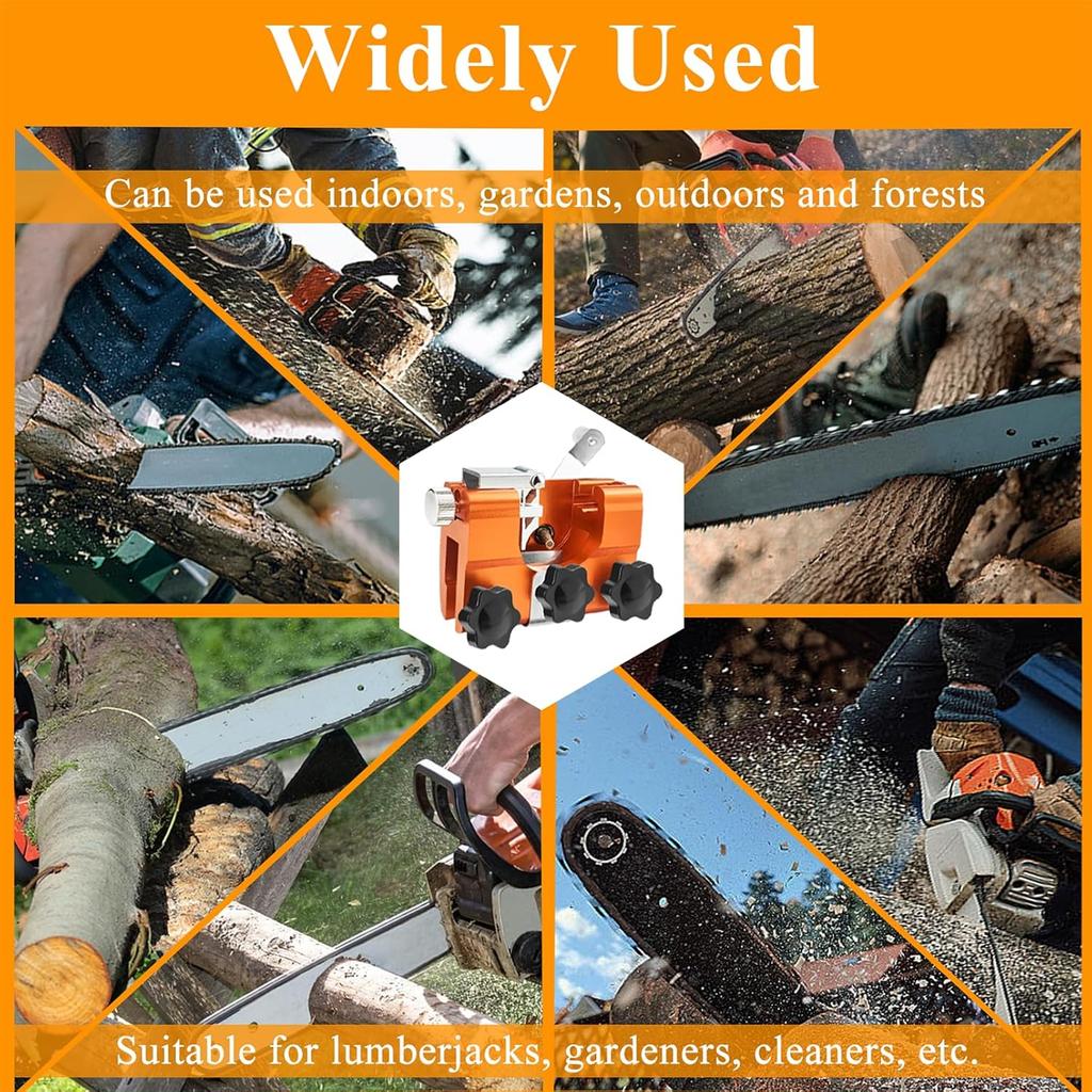 2025 Upgraded Chainsaw Sharpener with Tungsten Carbide Burr File, Hand-Cranked Chainsaw Sharpening Jig Kit, Chain Saw Sharpener Tool, Chainsaw Chain