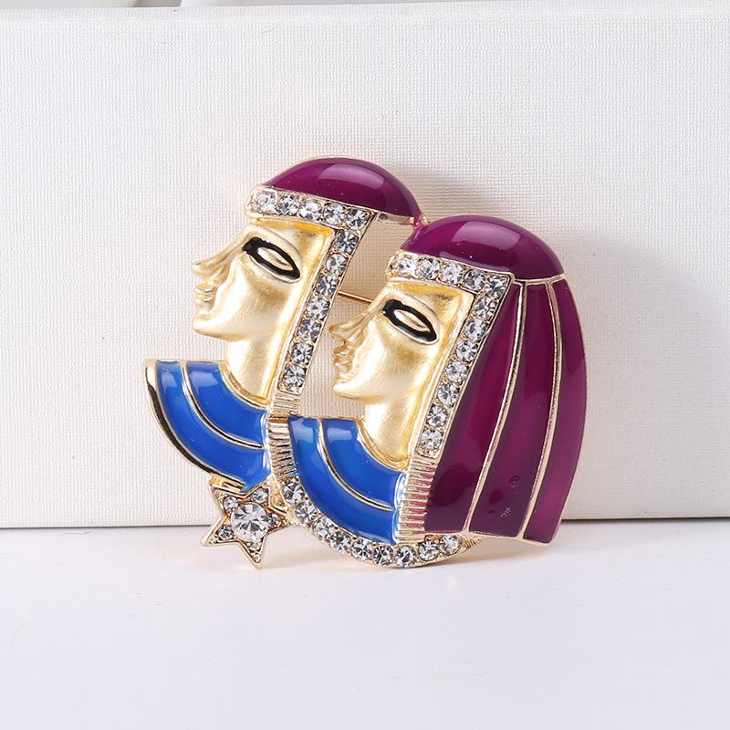 

Винтажная брошь в виде капли масла в форме эмали «Клеопатра», творческая личность, стразы, легкая, роскошная, булавка для корсажа фиолетовый