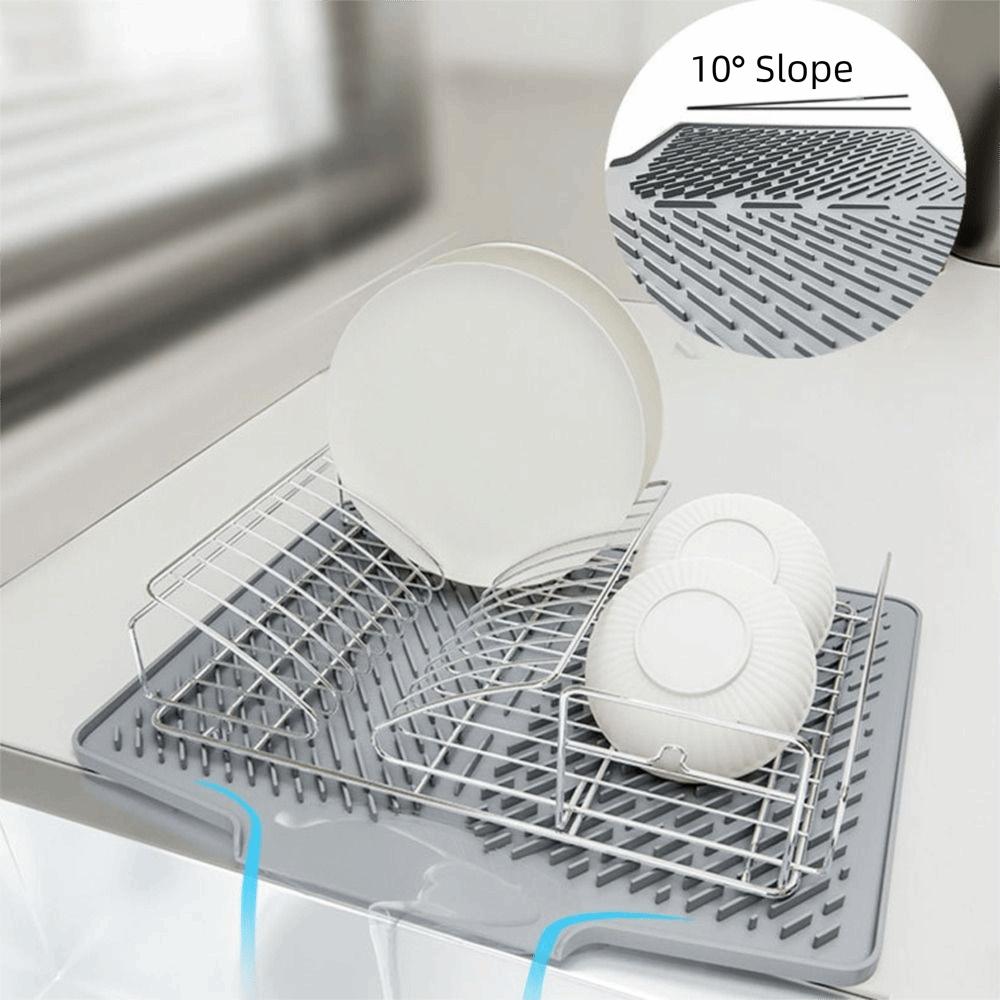 Non-slip Drainage Mat Silicone Sink Placemat Creative Dish Drying Mat for Kitchen Utensils
