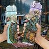 1PC Green Skull Head Art 750ml sports water bottle leakproof straw lid outdoor office home