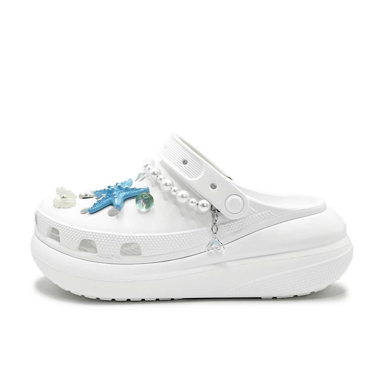 Crocs Crush Clog EVA Beach Pearl Accessories Summer Freshness Pendant Accessories Hole Shoes Unisex Light Blue