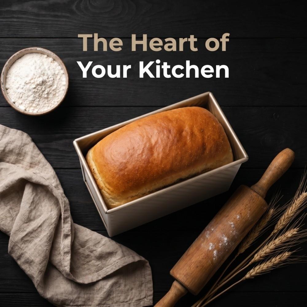 450g Capacity Pullman Loaf Pan Non Stick Coating Carbon Steel Toast Box Bottom Vent Holes Corrugated Design Loaf Pan with Lid