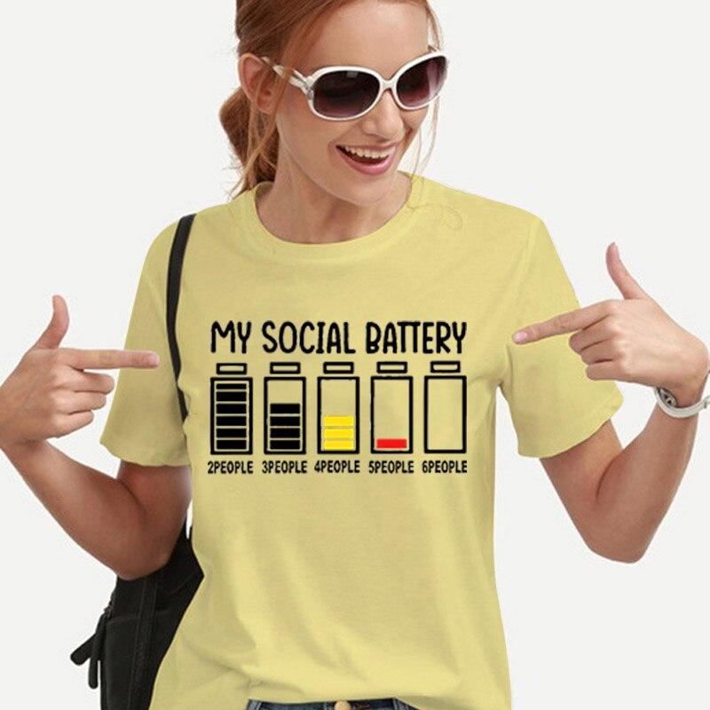 

My Social Battery Смішні жіночі футболки Гранж Y2K Топи для дівчат Корейська мода Футболки Kawaii Електрична батарея Графічні футболки 8XL