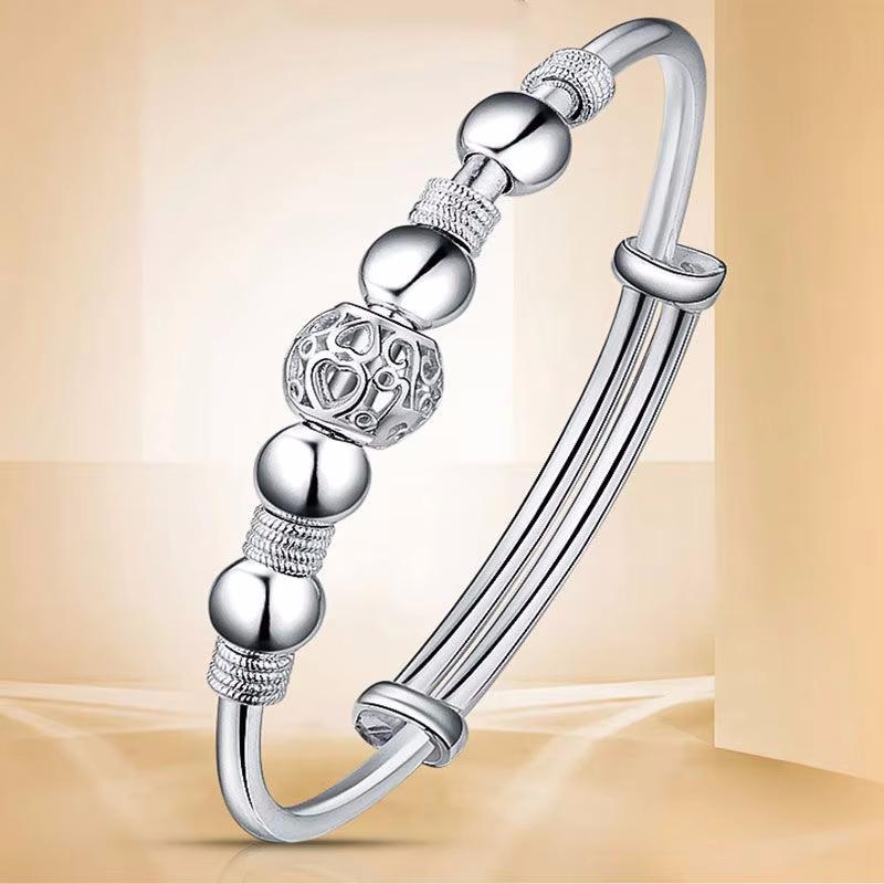 New Korean Fashion 925 Silver Lucky Beads Bangles for Women Bracelets Luxury Designer Party Wedding Jewelry Gifts