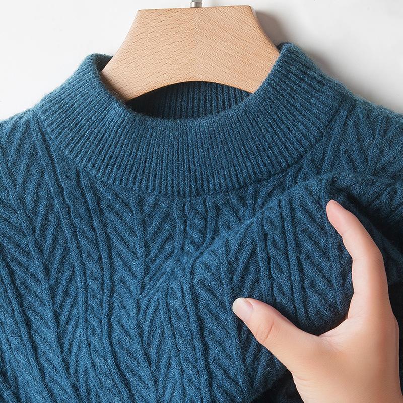Men's Elastic Autumn and Winter Slim-fitting Thickened Sweater Turtleneck Knitted Sweater