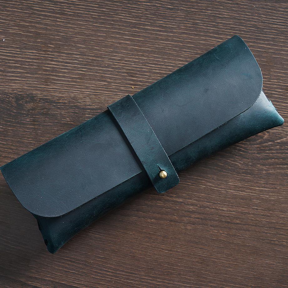 Vintage Cowhide Leather Pencil Case Simple School Students Stationary Case Large Capacity Men's Gift Pens Bag Great As a Gift