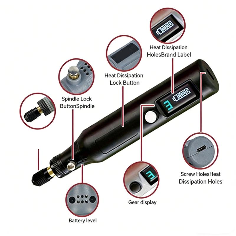 155 In 1 Cordless Engraver Set With Digital Display For Precise Speed Adjustment And Battery Monitoring In DIY Projects And Jewelry Creation