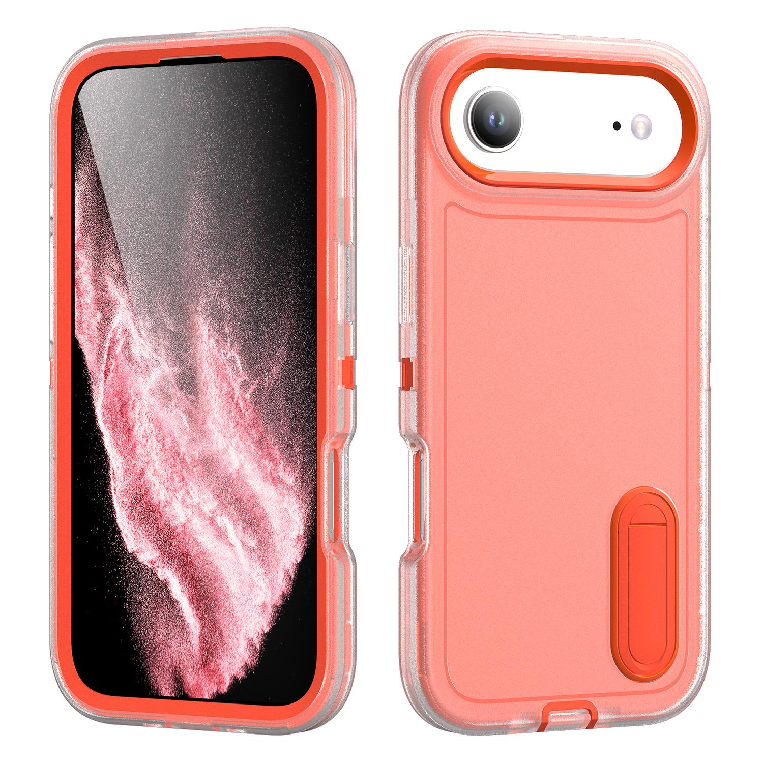 

Для iPhone 17 Air Case Чехол-подставка Чехол для телефона ПК+Силикон+ЭВА Дизайн 3-в-1 Transparent+Orange