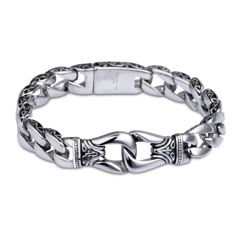 Retro Men's Stainless Steel Titanium Bracelet - European and American Fashion