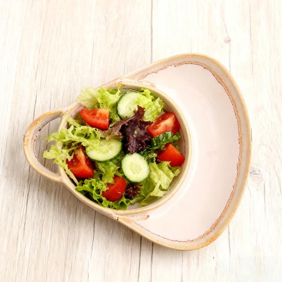 Soup And Sandwich Bowl Ceramic Baking Pan with Handles Divided Compartment Dish for Pasta Salad Fruit Breakfast Lunch Dinner Snacks