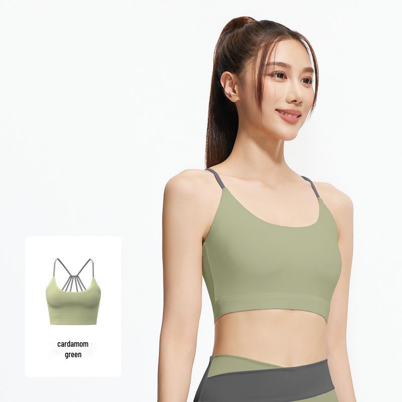 

Juyitang Летний тонкий спортивный бюстгальтер с перекрестными бретелями на спине, ударопрочный Large зелёный