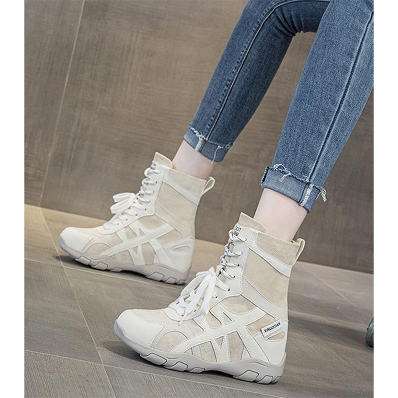 2026 Spring Autumn Shoes Women Genuine Leather Ankle Boots Thick Sole Height Increasing 9cm Ladies Fashion Single Boots
