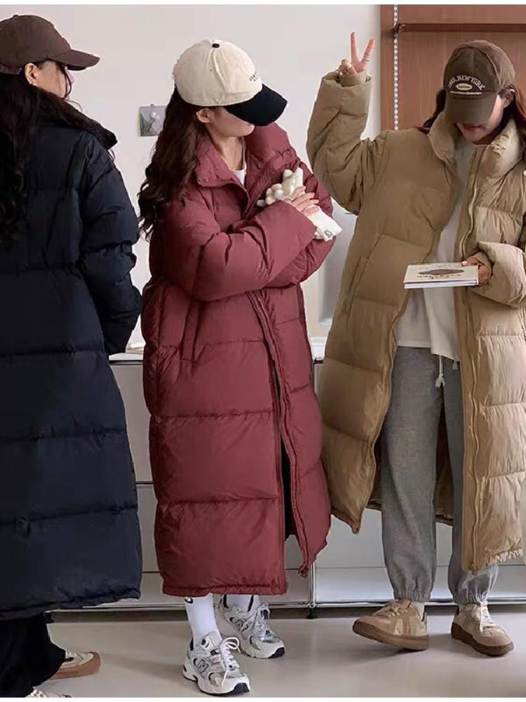 Übergroßen Langen Mantel Frauen Winter Unten Baumwolle Jacke Weiblichen Koreanischen Mode Gepolsterten Mantel Damen Casual Dicke Warme Zipper Mäntel