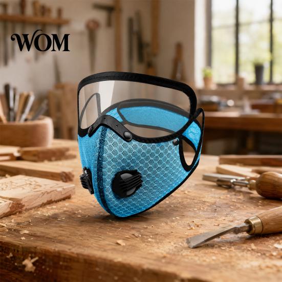 Fog-proof Safety Mask Cycling Face with Eye Shield, Breathing Valve, Lightweight Breathable Protection Windproof Dust-proof Adjustable Goggle