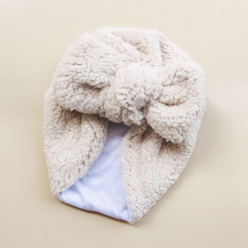Warm Thick Baby Beanies Ear Warmer Newborn Baby Hats Infant Hat Teddy Fabric Bowknot Headband