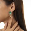 Temperament Simple Color Imitation Gemstone Stud Earrings Women, Retro Personalized Metal Chain Earrings