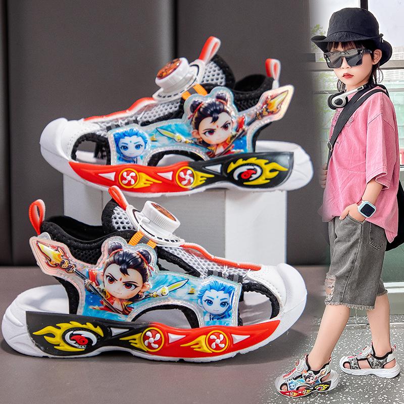 Boys Sandals Children's Sports Beach Shoes 2025 Summer New Cartoon Bag Head Sandals Breathable Hollow Casual Shoes