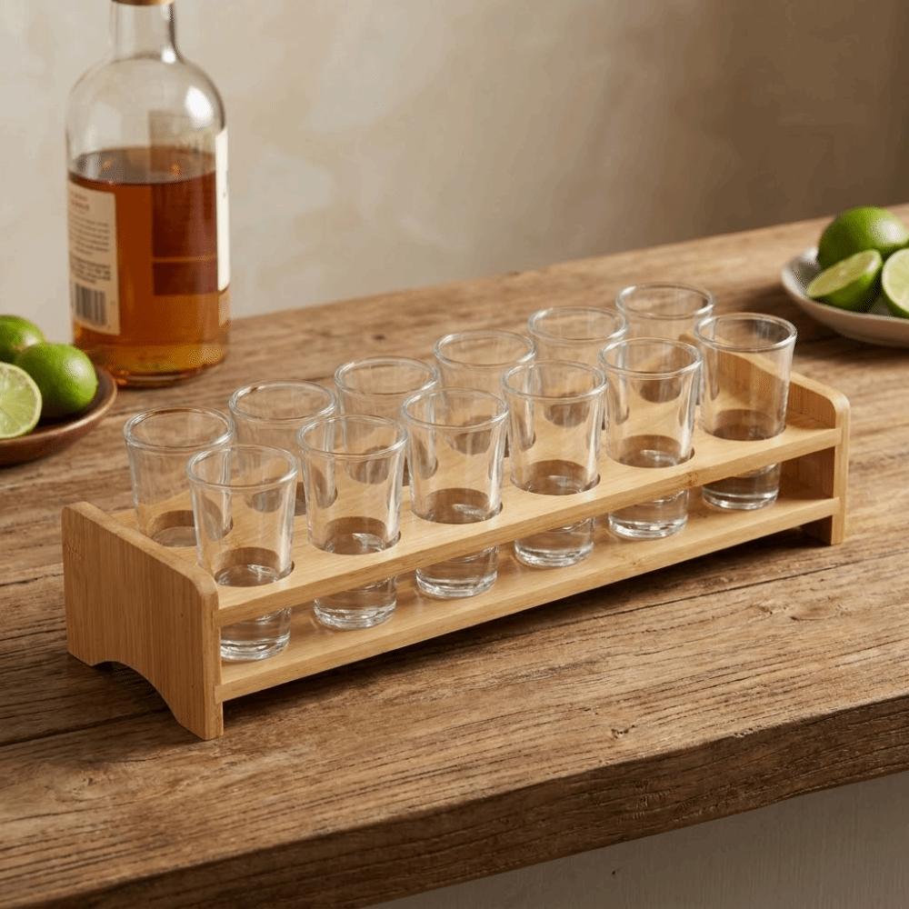 Rundloch Schnapsglas Halter 6/12 Löcher Weinglas Regal Bambus Schnapsglas Tablett Heimbrauerei