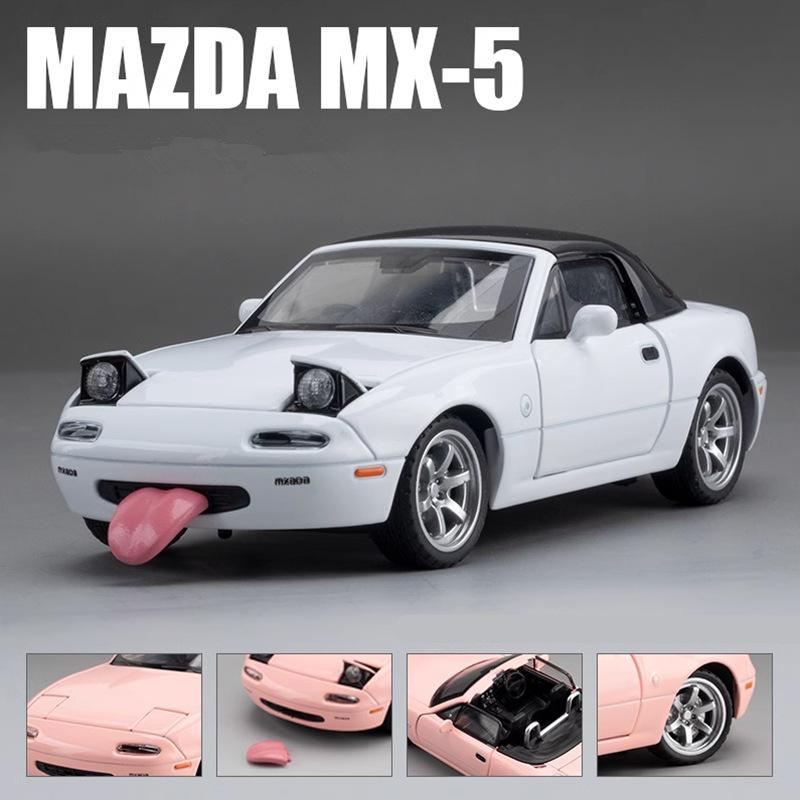 1:32 Mazda Mx-5 Leichtmetall-Sportwagenmodell Druckguss-Metallspielzeugauto Fahrzeugmodell Hohe Simulation Ton und Licht Sammlung Kinderspielzeug Geschenke