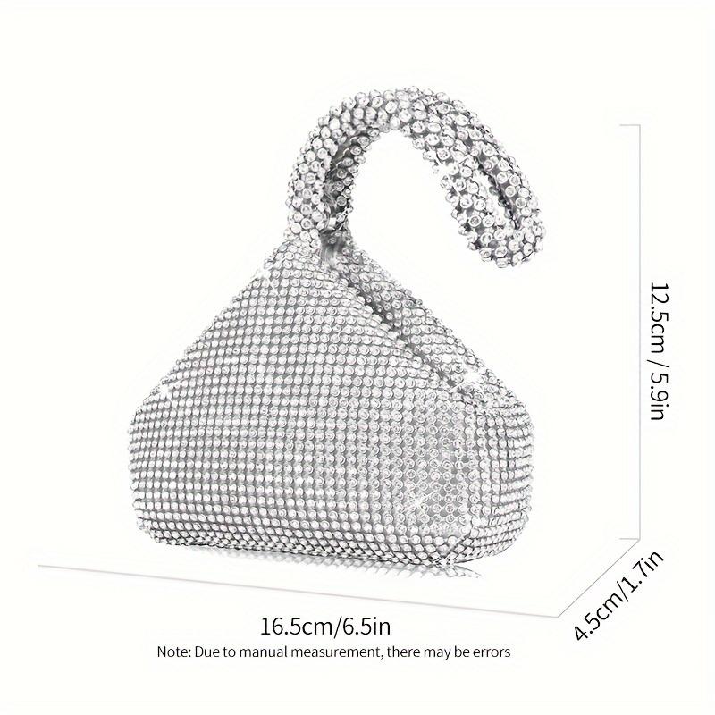 Mini Glitter Rhinestone Clutch, Elegant Sparkle Clutch Purse Women Handbag & Wrist Purse for Carnaval Wedding Music Festival