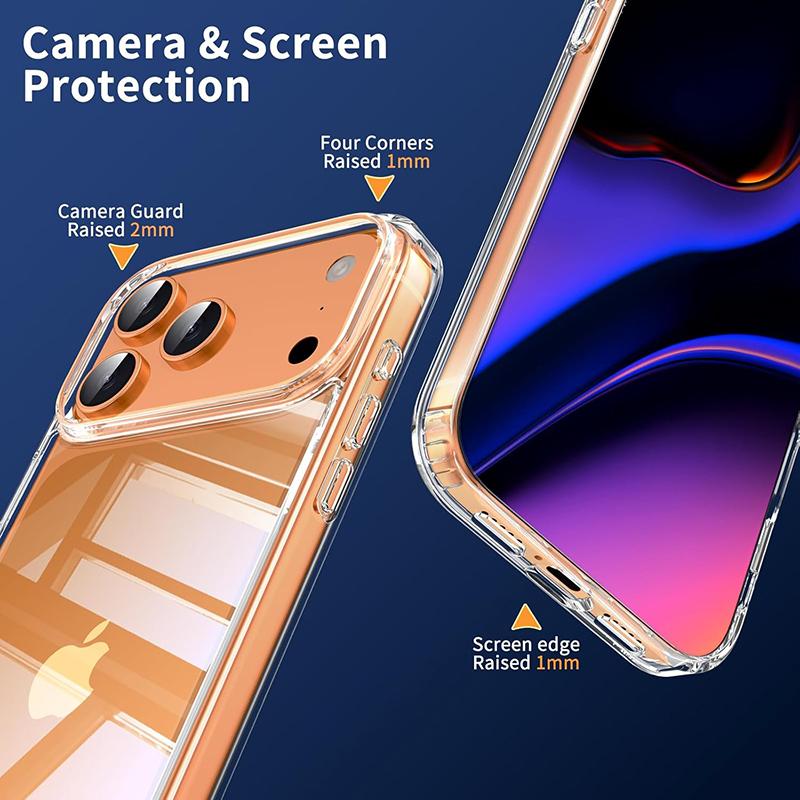 Luxury Hard Acrylic PC Case for iPhone 17 Pro Max Case Military Grade Clear Silicone TPU Phone Case for iPhone 17 Air 5G