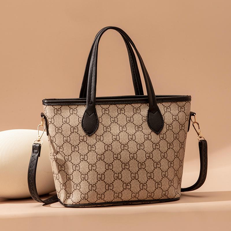 Retro women's bags, vegetable baskets, handbags, business polka dots, buckets, bags, single shoulder crossbody textured large-capacity bags