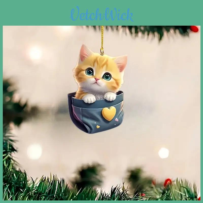 Adorable Acrylic Cat Decor Hanging Ornament For Home And Car Interior Decoration