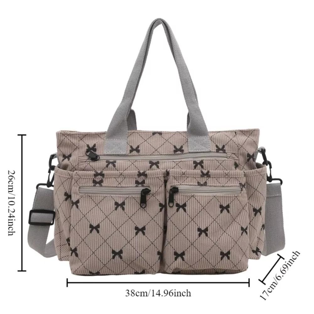 Bowknot Print Women's Shoulder Bag Large Capacity Commuting Handbag Underarm Tote Bag School