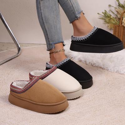 Fashion Women Fur Slippers  Designer Winter Snow Boots Thick-soled Dress Shoes Short Plush Comfortable Women Cotton Shoes Slides Women
