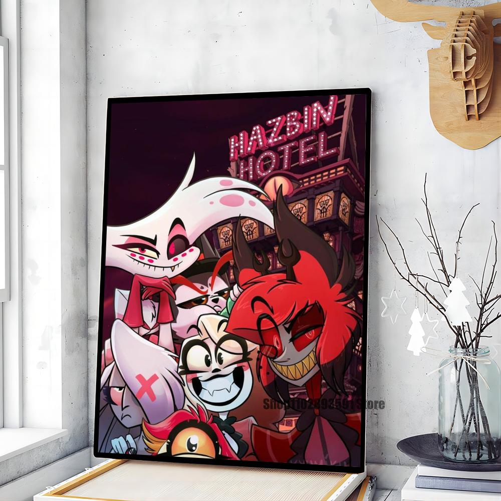 1pc  H-Hazbin Cartoon Hotel Poster Paper Print Home Bedroom Entrance Bar Cafe Art Painting Decoration