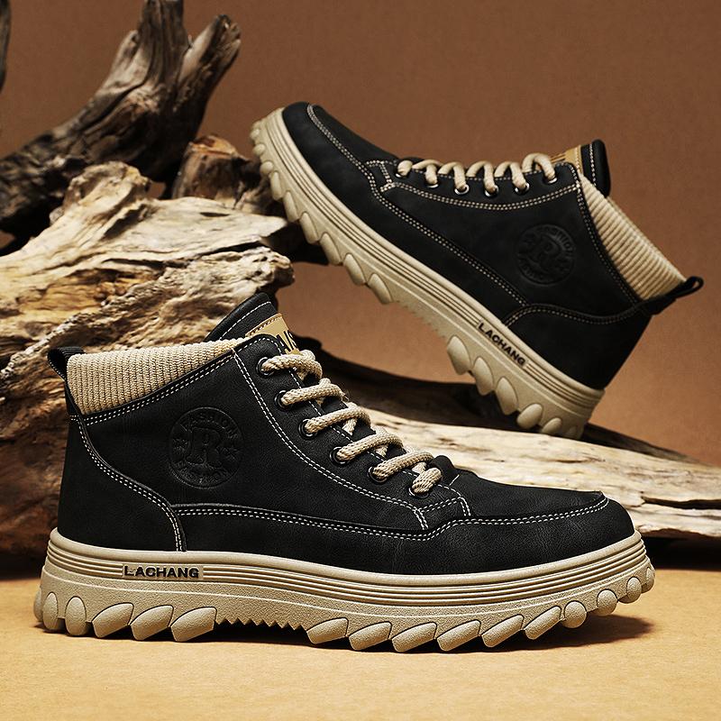 New Fashion Autumn And Winter Men's High Top Martin Boots Students Male Boys Trending Soft Sole Work Shoes Labor Protection Martin Sneakers