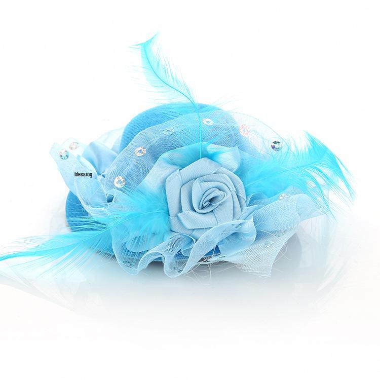 Girls' Performance Feather Flower Headpiece - Small Top Hat Hair Clip Accessory for Dresses