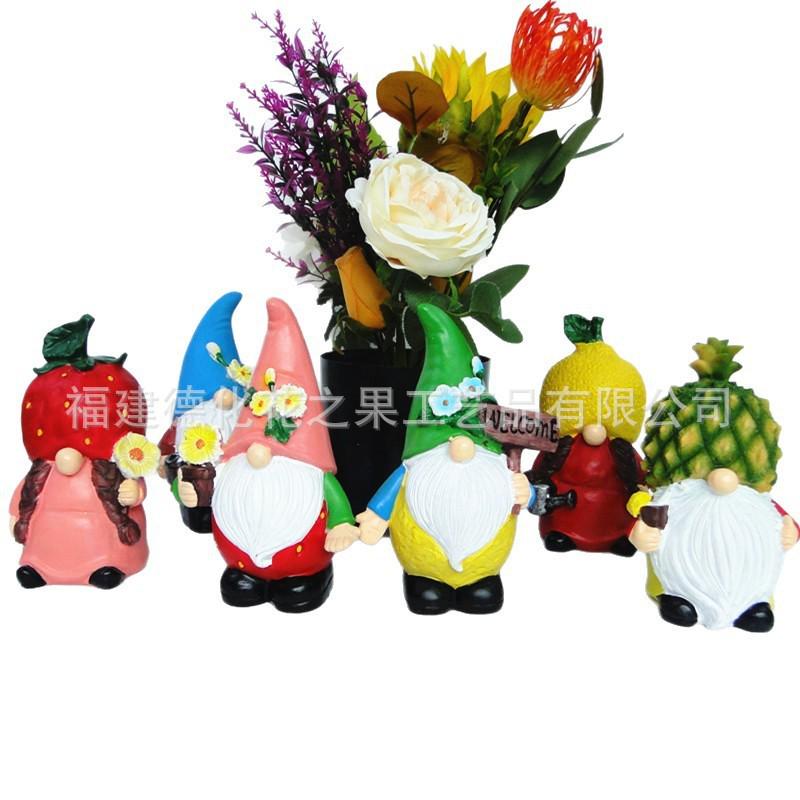 **Creative Fruit-Shaped Resin Gnome Ornaments for Garden**