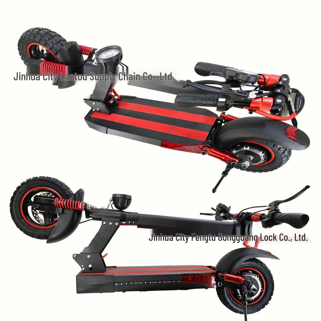 10-Inch Off-Road Electric Scooter for Adults with Seat, Foldable Design, Front & Rear Shock Absorption