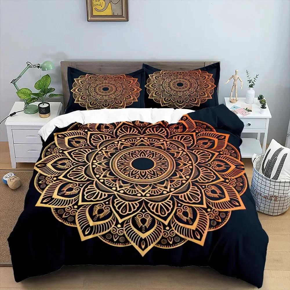Mandala Duvet Cover Set King Queen Twin Full Size Moon Sun Eye Boho Chic Floral Polyester Quilt Cover for Kid Boys Bedding Set