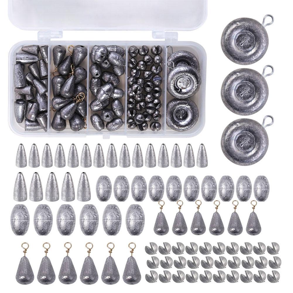 81PCS Removable Fishing Sinkers Weights Kit Fishing Flipping Weights Line Sinkers Hook Connector for Bass Fishing Tackle