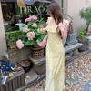 French Retro Floral Dress Medium and Long Temperament Holiday Square Neck Ruffle Edge Skirt Children's Summer New Long Dress