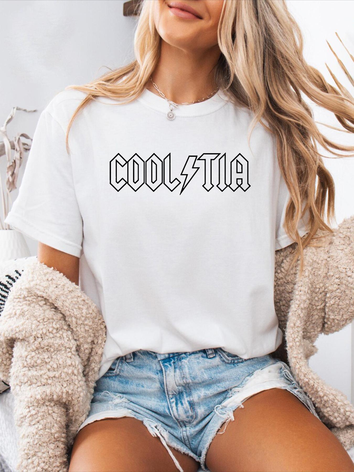 Women s Spanish Alphabet - Print T-Shirt - Short Sleeve Round Neck Casual Blouse with Spanish Lettering, S белый