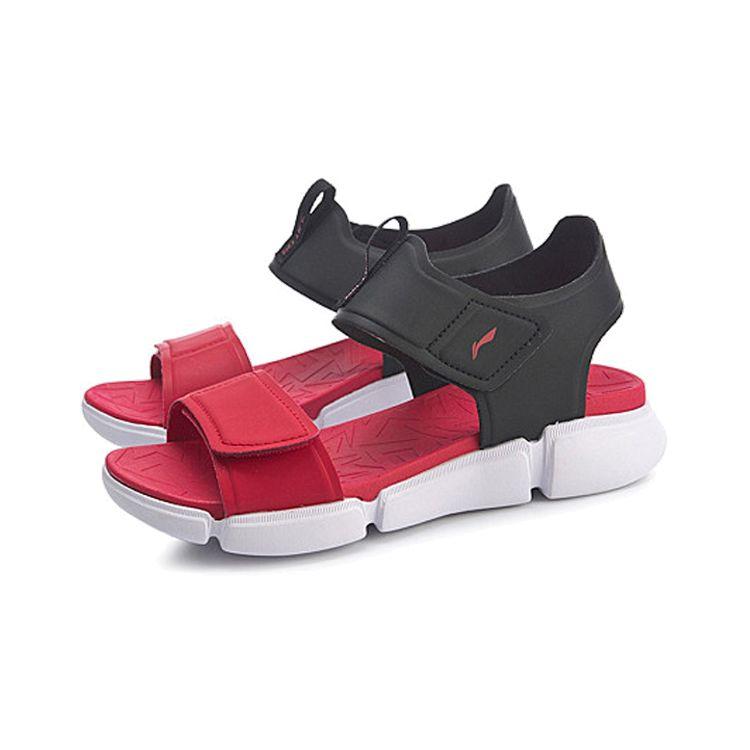 LiNing Lightweight Comfortable One-Strap Flat Sports Sandals Kids sandals Red Black YKUP014-5