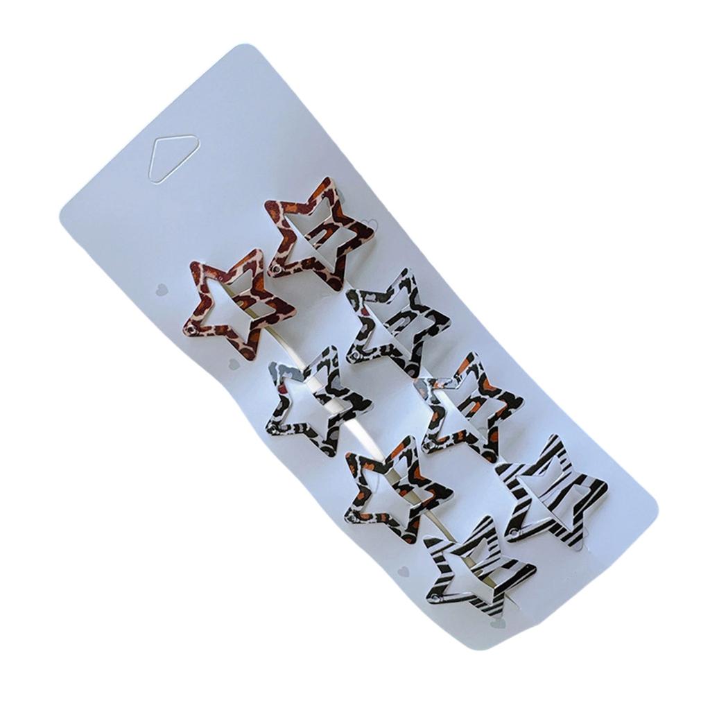 Pack of 8pcs Metal Snap Hair Clips Star Water Drop Barrettes Non Slip Leopard Print Hair Ornament For Women Girls